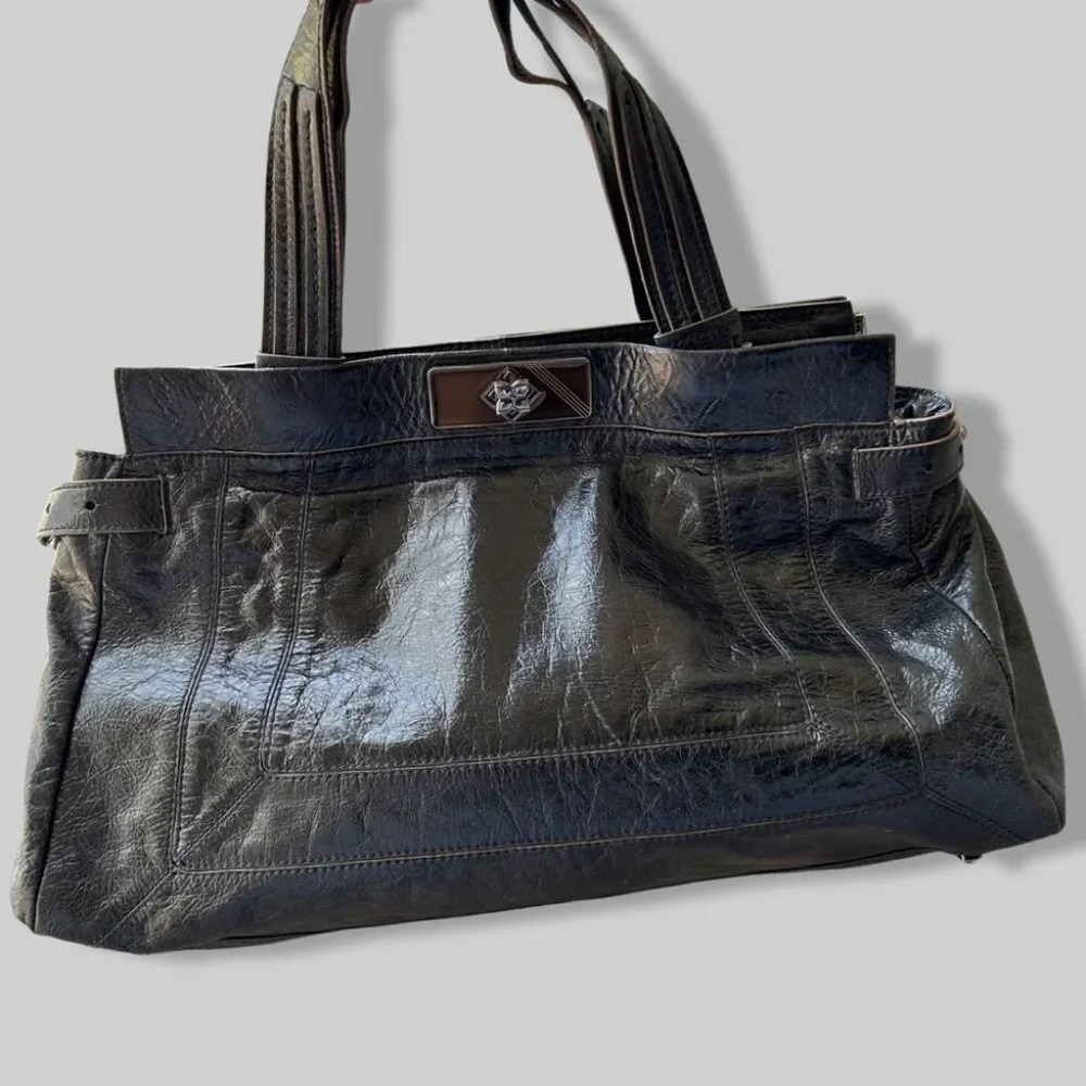 BCBGMAXAZRIA Black Patent Leather Hand Bag
